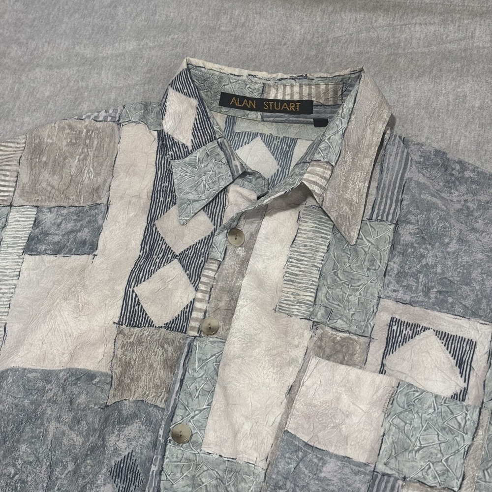 Alan Stuart Artist Art Sketch Graphic Abstract Print Polo Shirt Men's XL